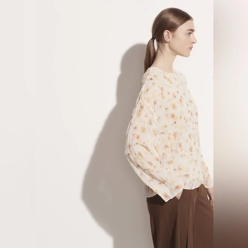 Vince Pressed Petal Long Sleeve Blouse in Off White, Size Small, NWT - Picture 13 of 13